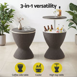 Gardeon Outdoor Bar Table Portable Ice Bucket Cooler 30L Adjustable Top Brown - 45-Degree Angle