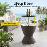 Gardeon Outdoor Bar Table Portable Ice Bucket Cooler 30L Adjustable Top Brown - Rear View