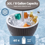 Gardeon Outdoor Bar Table Portable Ice Bucket Cooler 30L Adjustable Top Brown - Close-Up Angle
