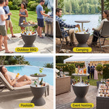 Gardeon Outdoor Bar Table Portable Ice Bucket Cooler 30L Adjustable Top Brown - Extra Image