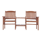 Gardeon Outdoor Garden Bench Loveseat Wooden Table Chairs Patio Furniture Brown - Side View