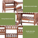 Gardeon Outdoor Garden Bench Loveseat Wooden Table Chairs Patio Furniture Brown - 45-Degree Angle