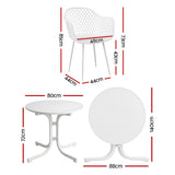 Gardeon 5PCS Outdoor Dining Set Table and Chairs Patio Furniture Garden Diamond White