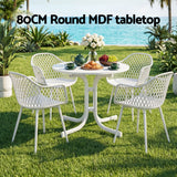 Gardeon 5PCS Outdoor Dining Set Table and Chairs Patio Furniture Garden Diamond White - Top-Down View