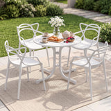 Gardeon 5PCS Outdoor Dining Set Table and Chairs Garden Patio Furniture Entwine White
