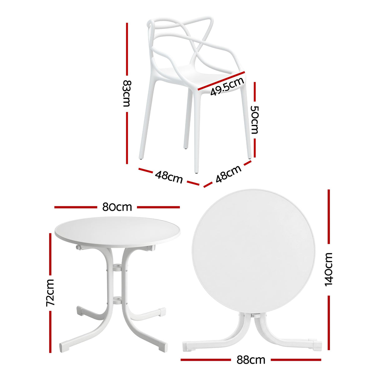 Gardeon 5PCS Outdoor Dining Set Table and Chairs Garden Patio Furniture Entwine White