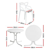 Gardeon 5PCS Outdoor Dining Set Table and Chairs Garden Patio Furniture Entwine White - Front View