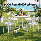 Gardeon 5PCS Outdoor Dining Set Table and Chairs Garden Patio Furniture Entwine White