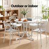 Gardeon 5PCS Outdoor Dining Set Table and Chairs Garden Patio Furniture Entwine White - Low Angle