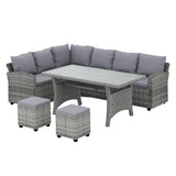 Gardeon Outdoor Dining Set Wicker Table Chairs Setting 8 Seater - Close-Up Angle