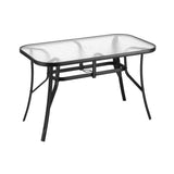Gardeon 120CM Outdoor Dining Table Steel Parasol Hole Desk Patio Furniture Black - Side View