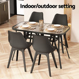 Gardeon 120CM Outdoor Dining Table Steel Parasol Hole Desk Patio Furniture Black - Rear View