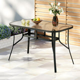 Gardeon 120CM Outdoor Dining Table Steel Parasol Hole Desk Patio Furniture Black - Close-Up Angle