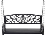 Gardeon Outdoor Porch Swing Chair Patio Furniture Floral Backrest 2 Seater Black - Side View