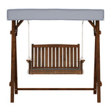 Gardeon Outdoor Wooden Swing Chair Garden Bench Canopy Cushion 2 Seater Charcoal - Side View
