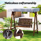 Gardeon Outdoor Wooden Swing Chair Garden Bench Canopy Cushion 2 Seater Charcoal - Top-Down View