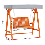 Gardeon Swing Chair Wooden Garden Bench Canopy 2 Seater Outdoor Furniture - Front View