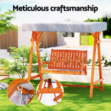 Gardeon Swing Chair Wooden Garden Bench Canopy 2 Seater Outdoor Furniture - Top-Down View
