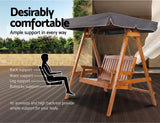 Gardeon Swing Chair Wooden Garden Bench Canopy 2 Seater Outdoor Furniture - Close-Up Angle