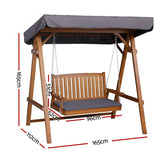 Gardeon Swing Chair Wooden Garden Bench Canopy 2 Seater Outdoor Furniture - Front View