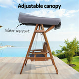 Gardeon Swing Chair Wooden Garden Bench Canopy 2 Seater Outdoor Furniture - 45-Degree Angle