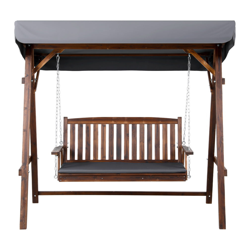 Gardeon Wooden Swing Chair Garden Bench Canopy 3 Seater Outdoor Furniture