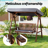Gardeon Wooden Swing Chair Garden Bench Canopy 3 Seater Outdoor Furniture - Top-Down View