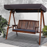 Gardeon Wooden Swing Chair Garden Bench Canopy 3 Seater Outdoor Furniture - Close-Up Angle