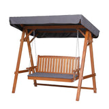 Gardeon Outdoor Wooden Swing Chair Garden Bench Canopy Cushion 3 Seater Teak - Front View