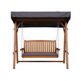 Gardeon Outdoor Wooden Swing Chair Garden Bench Canopy Cushion 3 Seater Teak - Top-Down View