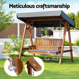 Gardeon Outdoor Wooden Swing Chair Garden Bench Canopy Cushion 3 Seater Teak - 45-Degree Angle