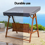 Gardeon Outdoor Wooden Swing Chair Garden Bench Canopy Cushion 3 Seater Teak - Close-Up Angle