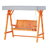 Gardeon Outdoor Wooden Swing Chair Garden Bench Canopy Cushion 3 Seater Teak - Low Angle