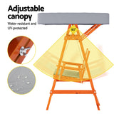 Gardeon Outdoor Wooden Swing Chair Garden Bench Canopy Cushion 3 Seater Teak - 45-Degree Angle