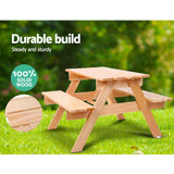 Keezi Kids Outdoor Table and Chairs Picnic Bench Set Children Wooden - Side View