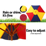 Keezi Kids Wooden Picnic Table Set with Umbrella - Rear View