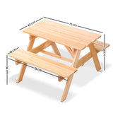 Keezi Kids Wooden Picnic Table Set with Umbrella - Front View