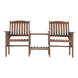 Gardeon Outdoor Garden Bench Loveseat Wooden Table Chairs Patio Furniture Brown - Side View