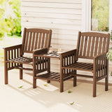 Gardeon Outdoor Garden Bench Loveseat Wooden Table Chairs Patio Furniture Brown - Low Angle