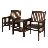 Gardeon Outdoor Garden Bench Loveseat Wooden Table Chairs Patio Furniture Charcoal - Low Angle