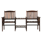 Gardeon Outdoor Garden Bench Loveseat Wooden Table Chairs Patio Furniture Charcoal - Side View