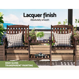 Gardeon Outdoor Garden Bench Loveseat Wooden Table Chairs Patio Furniture Charcoal - Top-Down View
