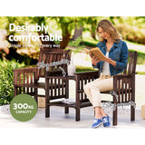 Gardeon Outdoor Garden Bench Loveseat Wooden Table Chairs Patio Furniture Charcoal - Rear View