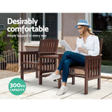 Gardeon Outdoor Garden Bench Loveseat Wooden Table Chairs Patio Furniture Charcoal - Close-Up Angle