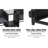 Gardeon Outdoor Setting Wicker Loveseat Birstro Set Patio Garden Furniture Black - Close-Up Angle