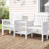 Gardeon Outdoor Garden Bench Loveseat Wooden Table Chairs Patio Furniture White - Low Angle