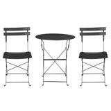 Gardeon 3PC Outdoor Bistro Set Steel Table and Chairs Patio Furniture Black - Side View