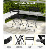 Gardeon 3PC Outdoor Bistro Set Steel Table and Chairs Patio Furniture Black - Rear View