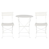Gardeon 3PC Outdoor Bistro Set Steel Table and Chairs Patio Furniture White