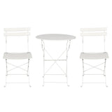 Gardeon 3PC Outdoor Bistro Set Steel Table and Chairs Patio Furniture White - Side View